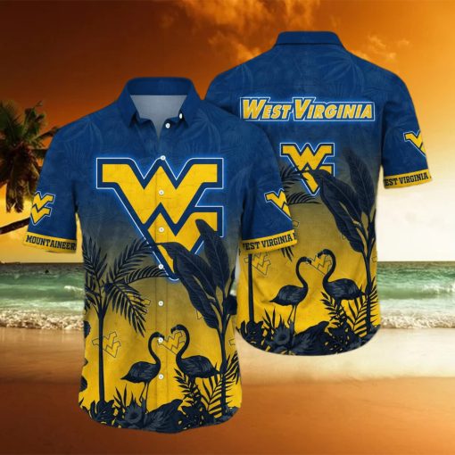 Flamingo Aloha NCAA West Virginia Mountaineers WVU Hawaiian Shirt