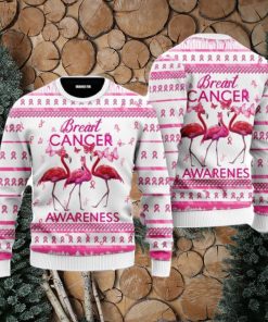 Flamingo Breast Cancer Awareness Ugly Christmas Sweater For Men And Women