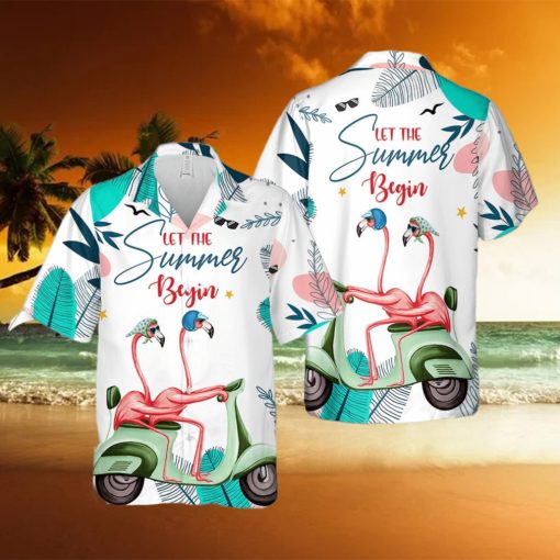 Flamingo Couple Bike Tropical Hawaiian Shirt Summer Gift For Men And Women