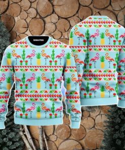 Flamingo Flamingle All The Way Pattern Christmas Unisex Ugly Sweater