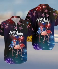 Flamingo Hawaiian Shirt Happy 4Th Of July Gift For Beach Holiday