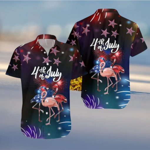 Flamingo Hawaiian Shirt Happy 4Th Of July Gift For Beach Holiday