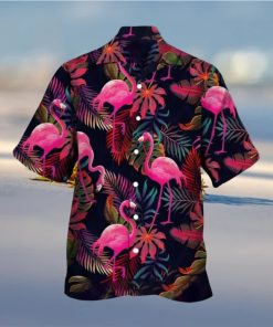 Flamingo Hawaiian Shirt Palm Leaves Pattern Beach Gift For Friend