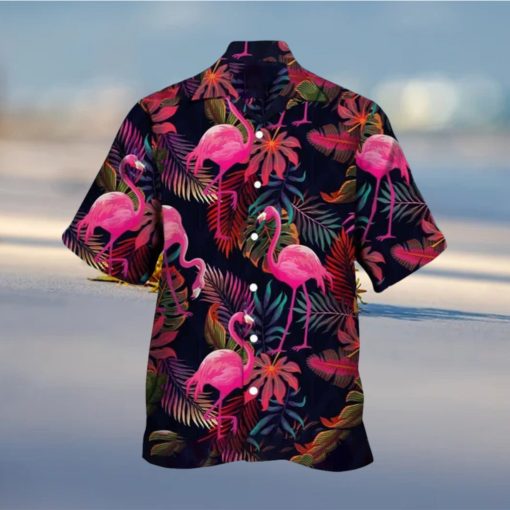 Flamingo Hawaiian Shirt Palm Leaves Pattern Beach Gift For Friend