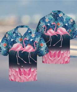 Flamingo Hawaiian Shirt Palm Leaves Pattern Gift For Summer Holiday