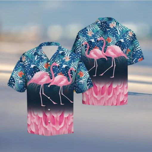 Flamingo Hawaiian Shirt Palm Leaves Pattern Gift For Summer Holiday