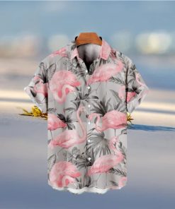 Flamingo Hawaiian Shirt Palm Leaves Pattern Summer Holiday Gift