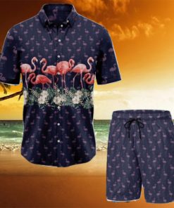 Flamingo Pattern And Flowers Hawaiian Shirt And Shorts