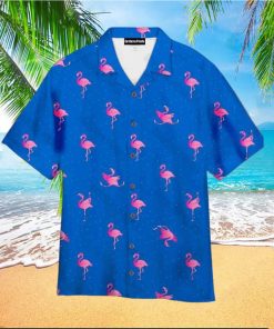 Flamingo Pink Blue Aloha Hawaiian Shirt