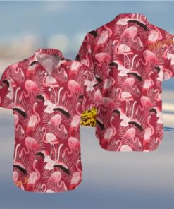 Flamingo Red Christmas Aloha Shirt, Mens Christmas Hawaiian Shirt