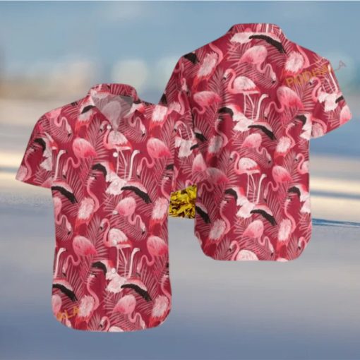 Flamingo Red Christmas Aloha Shirt, Mens Christmas Hawaiian Shirt