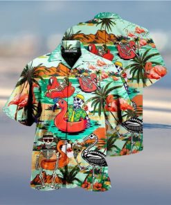 Flamingo Skull In Hawaii Hawaiian Shirt Gift For Beach Vacation