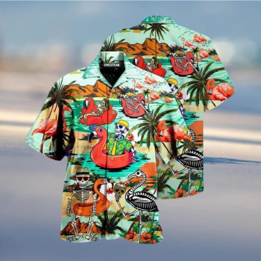 Flamingo Skull In Hawaii Hawaiian Shirt Gift For Beach Vacation