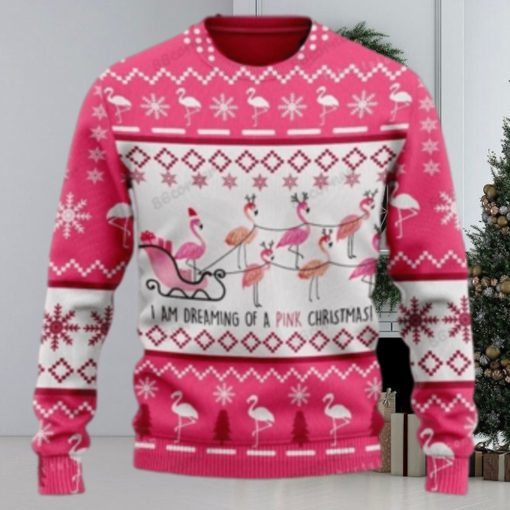 Flamingo Sleigh I’m Dreaming Of A Pink Ugly Sweater