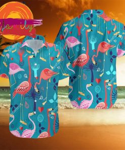 Flamingo Summer Beach Pet Honeymoon Couple Men Hawaiian Shirt