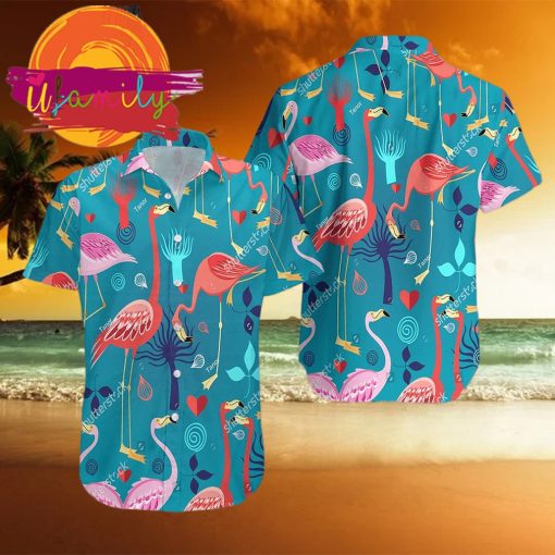 Flamingo Summer Beach Pet Honeymoon Couple Men Hawaiian Shirt