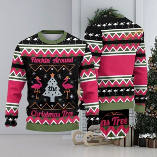 Flockin Around The Christmas Tree Flamingo Family Christmas Sweater