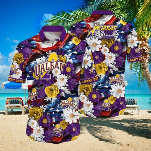 Floral Aloha NCAA Albany Great Danes Hawaiian Shirt Independence Day Gift For Beach Lovers hawaiian shirt