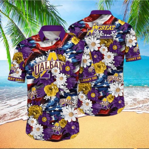 Floral Aloha NCAA Albany Great Danes Hawaiian Shirt Independence Day Gift For Beach Lovers