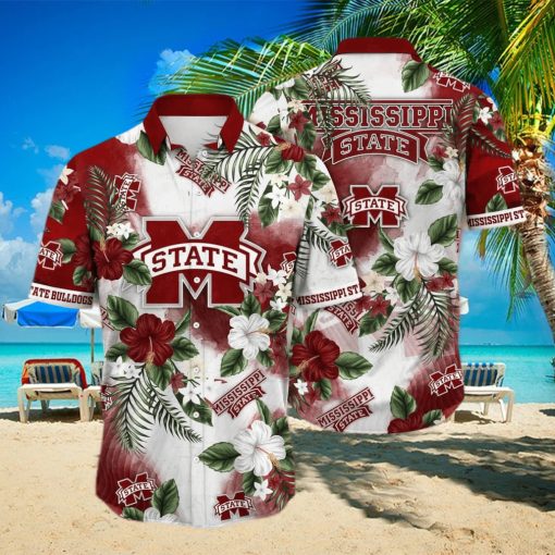 Floral Aloha NCAA Mississippi State Bulldogs Hawaiian Shirt Hibiscus Flowers Pattern