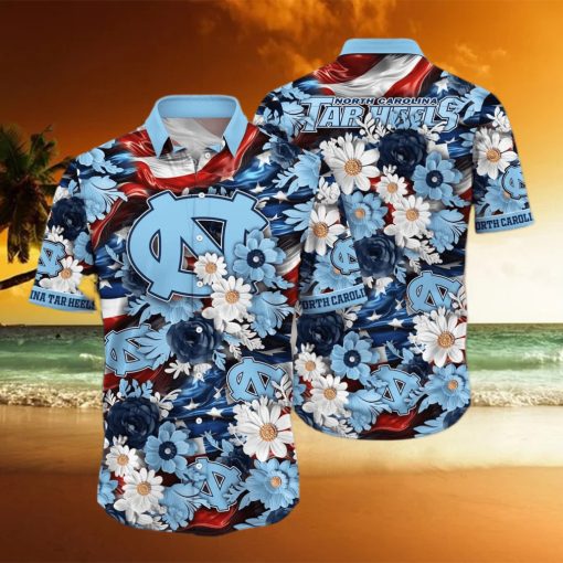 Floral Aloha NCAA North Carolina Tar Heels Hawaiian Shirt Independence Day