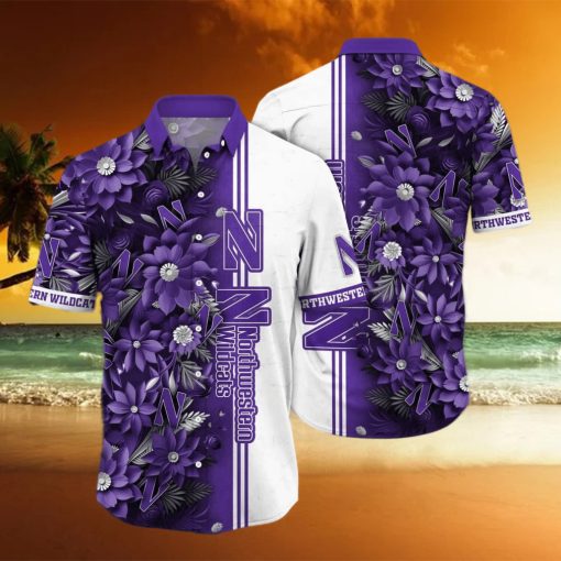 Floral Aloha NCAA Northwestern Wildcats Hawaiian Shirt Beach Gift For Him