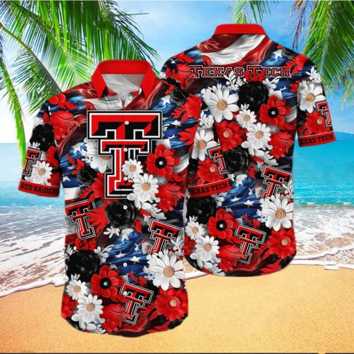 Floral Aloha NCAA Texas Tech Red Raiders Hawaiian Shirt Independence Day