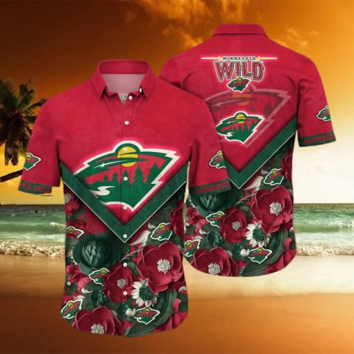 Floral Aloha NHL Minnesota Wild Hawaiian Shirt Gift For Beach Lovers hawaiian shirt