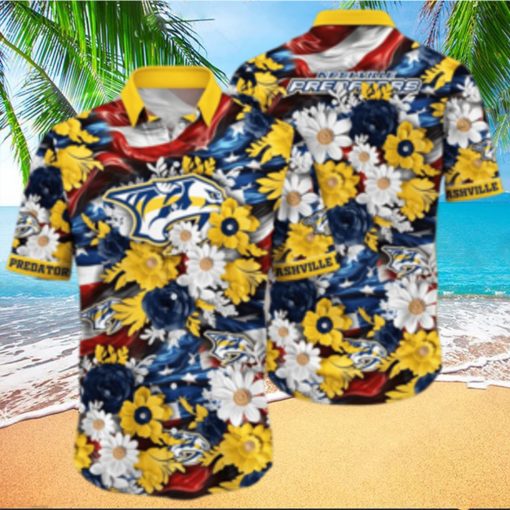 Floral Aloha NHL Nashville Predators Hawaiian Shirt Beach Gift For Friend