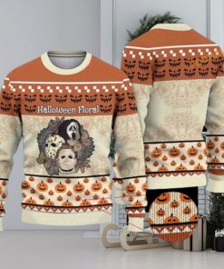 Floral Horror Characters Halloween 3D Family Christmas Sweater