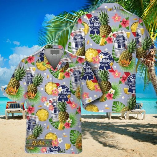 Floral Pineapple Pabst Blue Ribbon Hawaiian Shirt For Men And Women Gift Hawaiian Beer