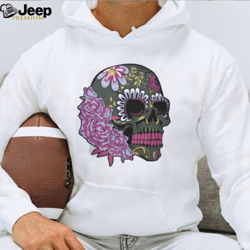 Floral Sugar Skull Dead Day Purple Flowers Gothic Skeleton T Shirt