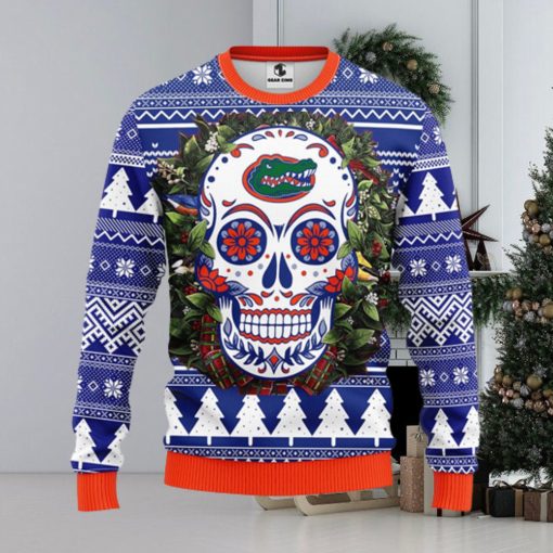 Florida Gators Skull Flower Ugly Christmas Ugly Sweater