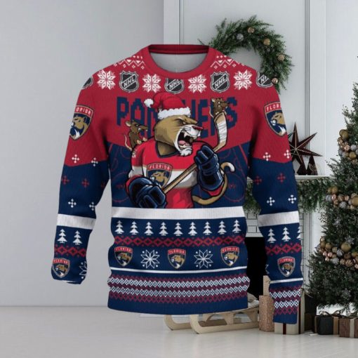 Florida Panthers Funny Ugly Christmas Sweater Angry For Men And Women Custom Name Gift Fans