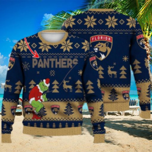 Florida Panthers Ugly Christmas Sweater Grinch Custom Ice Hockey NHL Gift For Christmas Holidays Custom Name