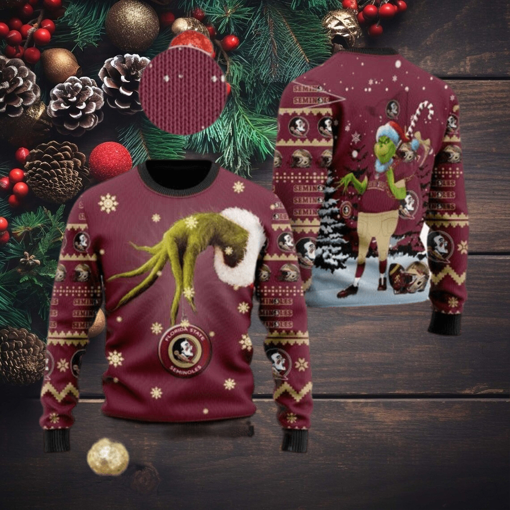 Florida State Seminoles Grinch Candy Cane Ugly Christmas Sweater