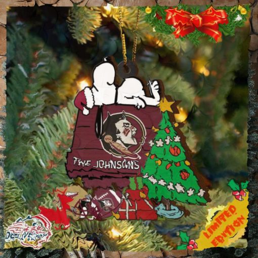 Florida State Seminoles Snoopy Christmas NCAA Ornament Custom Name