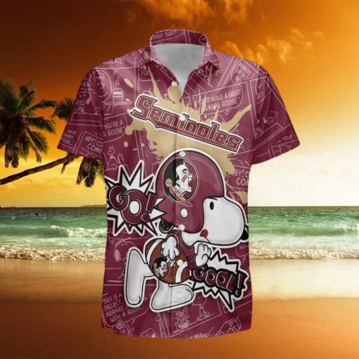 Florida State Seminoles Snoopy Peanut Team Playing Football Hawaiian Shirt