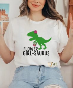 Flower Girl Saurus Wedding Raglan Dinosaur Shirt