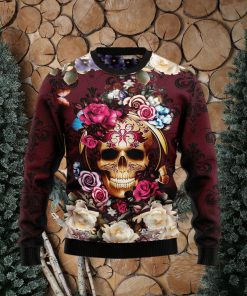 Flower Skull Ugly Christmas Sweater Gift Men Women