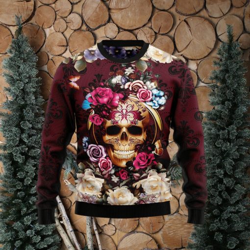 Flower Skull Ugly Christmas Sweater Gift Men Women