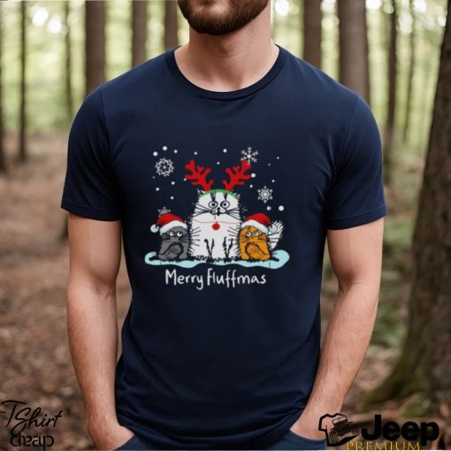 Fluffy cat merry fluffmas three cat christmas design png shirt