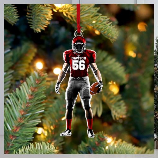 Football Player Custom Ornaments Gift For Football Lovers   Christmas Gift For Football Player