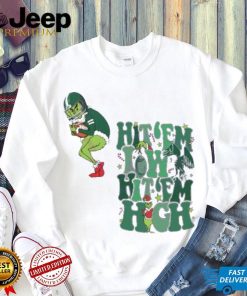 Football Santa Grinch Hit Em Low Hit Em High Shirt