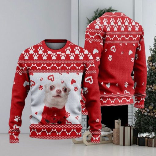 Footprint Cute Dog Ugly Christmas Sweater Knitted Gift For Men And Women
