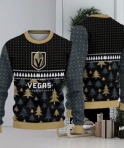 For Fans Vegas Golden Knights Christmas Tree Pattern Ugly Christmas Sweater Christmas Gift