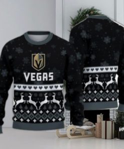 For Fans Vegas Golden Knights Xmax Gift Snow Reindeer Pattern Ugly Christmas Sweater