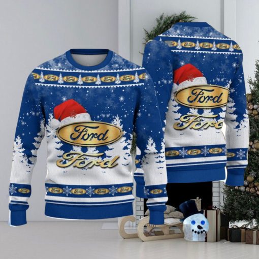 Ford Logo Wearing Santa Hat Christmas Gift Ugly Christmas Sweater Christmas Gift Ideas