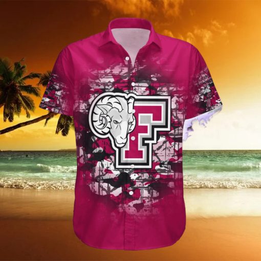 Fordham Rams Hawaiian Shirt Camouflage NCAA Summer Custom Number And Name For Fans Gift hawaiian shirt