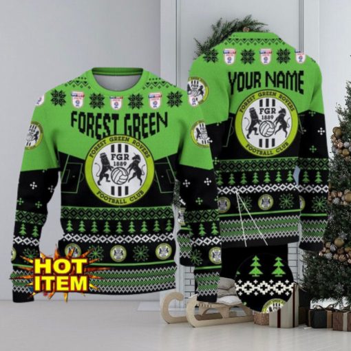 Forest Green Rovers FC Big Logo Custom Name 3D Ugly Christmas Sweater Christmas Gift For Big Fans